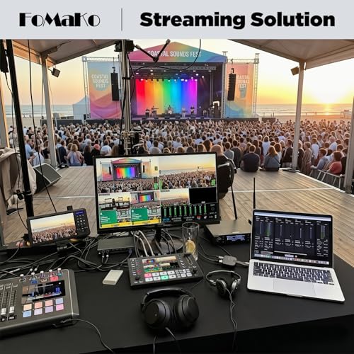 Image of FoMaKo 4k HDMI Video Mixer Switcher,4xSDI&4xHDMI Input,5.5 Inch FHD LCD Screen, 5-Channel Multi-Cam Live Streaming Switcher, 4K 60FPS Input, 1080p 60FPS Output,Support PTZ Controller, M4