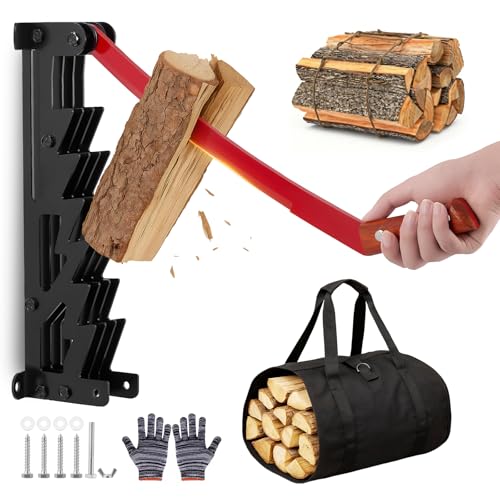 Haedswer - Separador de leña manual con bolsa de almacenamiento para leña de madera de encendido para madera, divididor de leña resistente con hoja de 36 cm, cortador de leña estable a mano