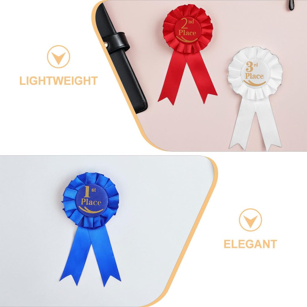 VILLCASE Set Di 9 Nastri Premio in Raso Con E Spilla Per 1° 2° 3° Posto Distintivi Colorati Per Competizioni Sportive Gare Cerimonie Laurea E Feste