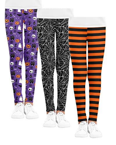Multipack Halloween/Christmas Printed Girls' Leggings High Stretch Tights Toddlers Outdoor Sports Trousers 3-10Y