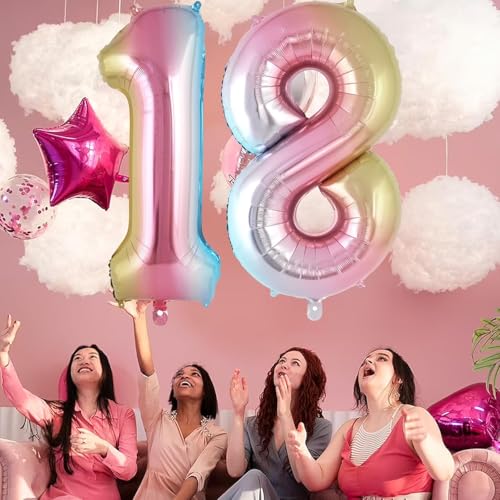 Image of Rozi Decoration Large 32 Inch Rainbow Theme Number 1 Foil Balloon | One Number Balloon for 1st Birthday, Anniversary, Celebration Party Decor | Pack of 1
