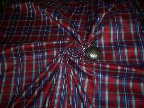 Soie Dupion tartan écossais rouge 137cm tissu haute couture