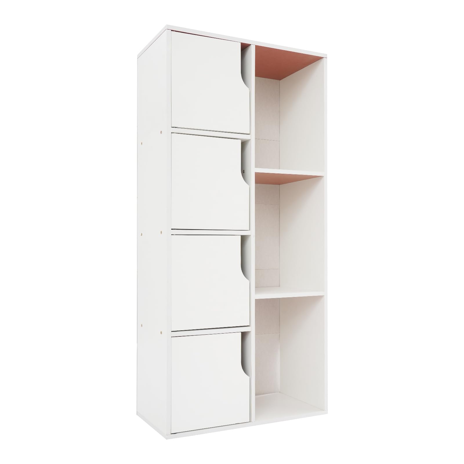 Armadio a Colonna Bianco Stretto 50x24x105 cm 7 Scompartimenti per Conservazione Soggiorno Camera da Letto
