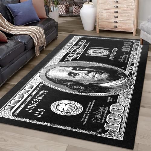 Amazon.com: DVKKHD 100 Dollar Bill Area Rug, 4x6 Black & White, Non ...