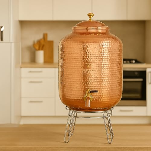 Image of Zepdos Steel Round Surface Matka Stand for Kitchen, Water Dispenser Rack, Terracotta Water Pot Racks for Kitchen Storage, Countertop Stand, Matka Rack