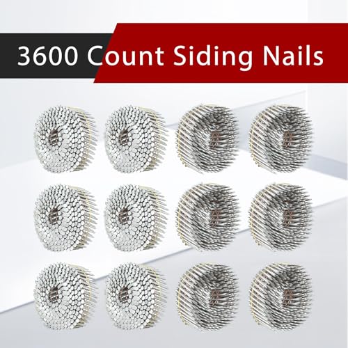 Image of findmall 1-1 /2 Inch 3600 Count Siding Nails 15-Degree Wire Collated Coil Full Round Head Hot-Dipped Galvanized Siding Nails