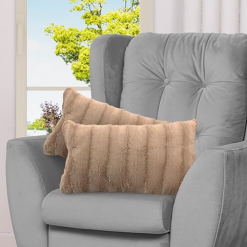 Cheer Collection Faux Fur Throw Pillows - Decorative Pillows for