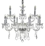 New Galaxy Lighting 12-Light 2-Tier Chrome Finish Crystal Chandelier Pendant Ceiling Light Clear European Crystal, 27' Wide