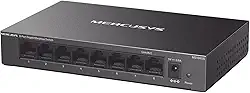 MS108GS: Switch Gigabit de 8 portas MERCUSYS, com auto negociação, Auto-MDI/MDIX, caixa metálica, economia de energia, instalação fácil, plug and play, sem necessidade de configuração.
