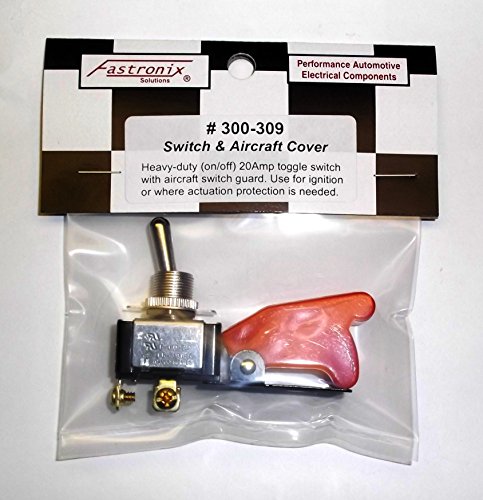 Fastronix Spst On-Off Heavy Duty Ac/Dc 20A Toggle Switch With Red Aircraft Safety Cover #TOP5