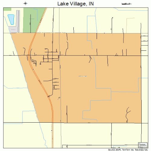 Large Street & Road Map of Lake Village, Indiana IN Printed poster