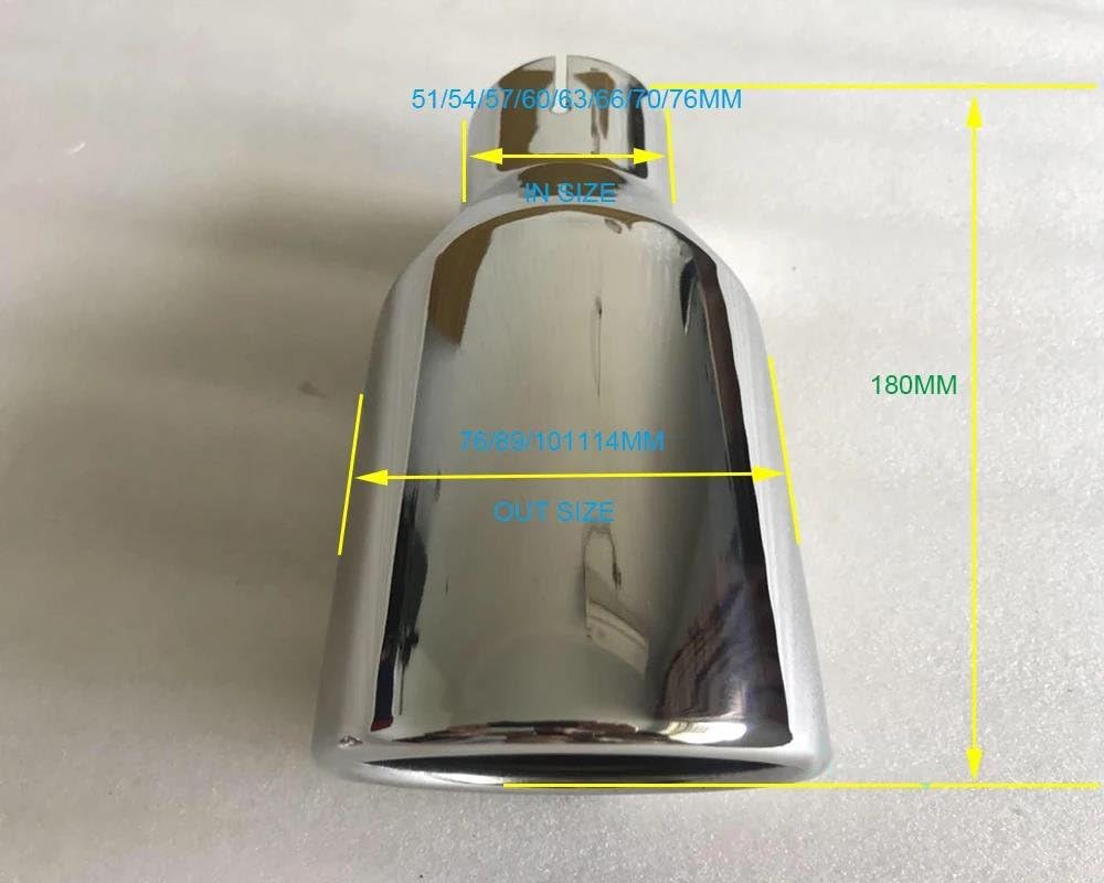 Prolunga Tubo Di Scarico Universale In Acciaio Inox, Diametro Ingresso 63mm Uscita 89mm, Lunghezza 175mm, Per Auto Con Terminale 60mm - 2