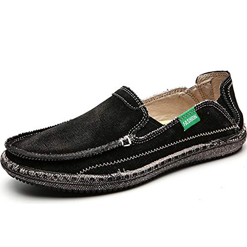 Image of CASMAG Men's Casual Cloth Shoes Canvas Slip on Loafers Vintage Boat Shoes