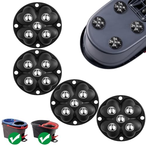 4 PCS Caster Wheels 360 Rollers Compatible with Ocedar Bucket Self Adhesive Rollers for Mop Bucket Kitchen Small Appliances Trash Can Black Color
