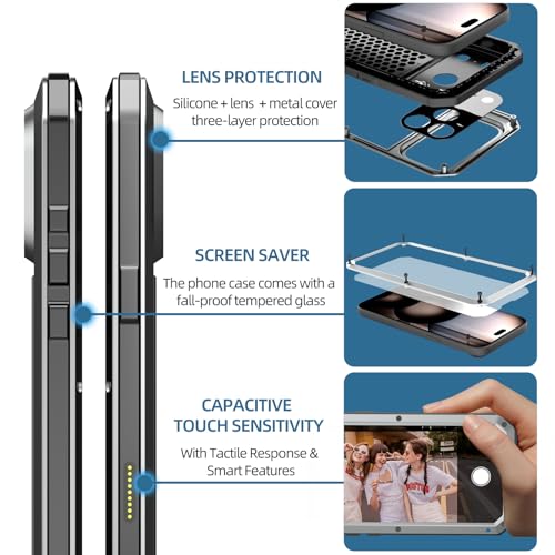 Coque résistante aux chutes pour iPhone 17 blindage métallique argent - 6