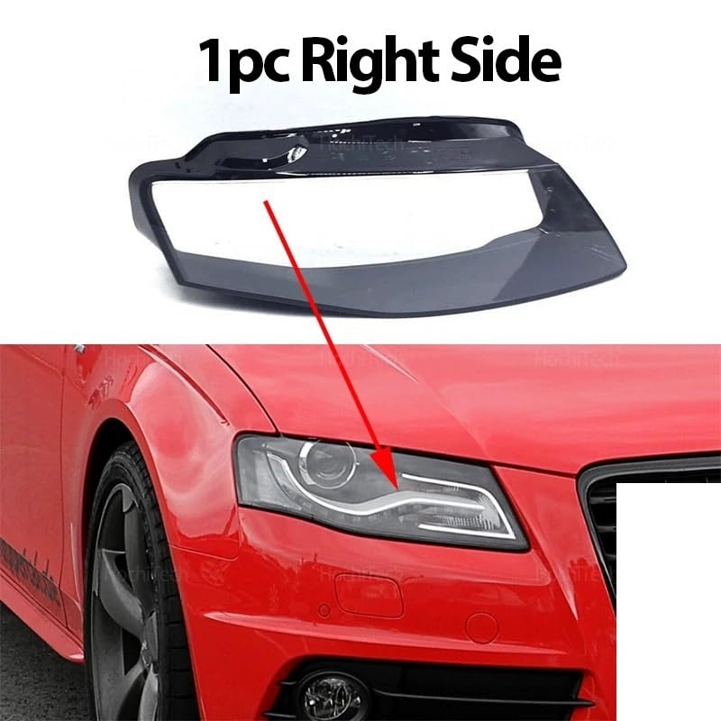 Coperchio per Lente di Faro,Copriobiettivo per Far Uso adatto per Audi A4 B8 2009-2012 fari anteriori in vetro trasparente, mascherina Uso adatto per paralume, copertura Uso adatto per fari anteriori