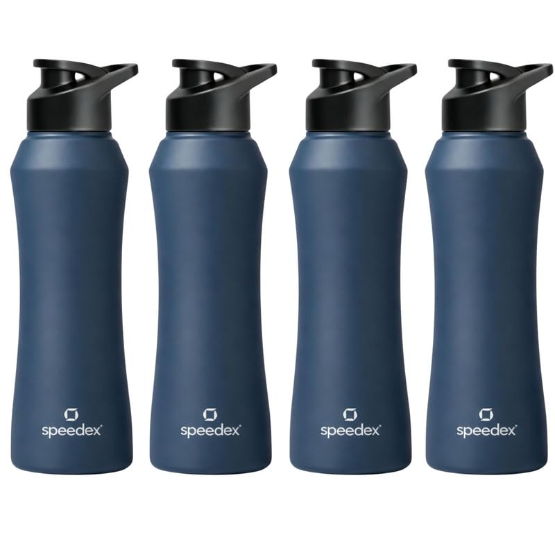 Image of Speedex Stainless Steel Water Bottle 1 Ltr, 1000 ml Metal Bottle For Daily, Office, School, Gym, Travel Use for Men, Women, Kids, Adults-Leak Proof Sipper Cap, BIS Approved, Teal Blue, Set of 4