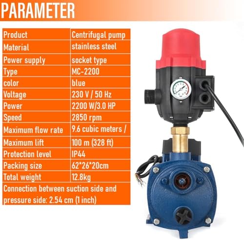 Pompe à eau industrielle 2,2 KW avec interrupteur de pression de 9600 L/h - 4