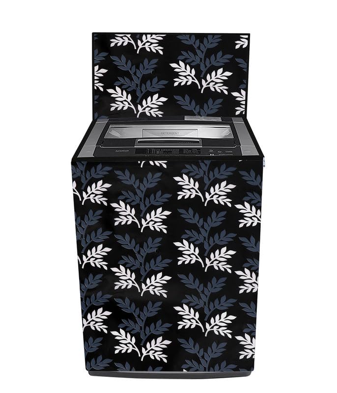 Top load Washing Machine Cover Suitable For Lg, Samsung, Godrej, Whirlpool, 7Kg, 7.5Kg, 8Kg, 8.5Kg, 9Kg, 10Kg, 11Kg | Waterproof & Dustproof Cover, Black Leaf.