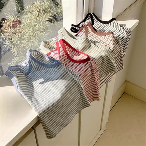 Girls Tank Tops Loose Fit Sleeveless Striped Undershirts Athletic Lightweight Tank Teens Basic Tops Spring Shirts for4