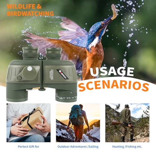 Binoculares Marinos 10x50 Impermeables IPX7 con Brújula miniatura 6