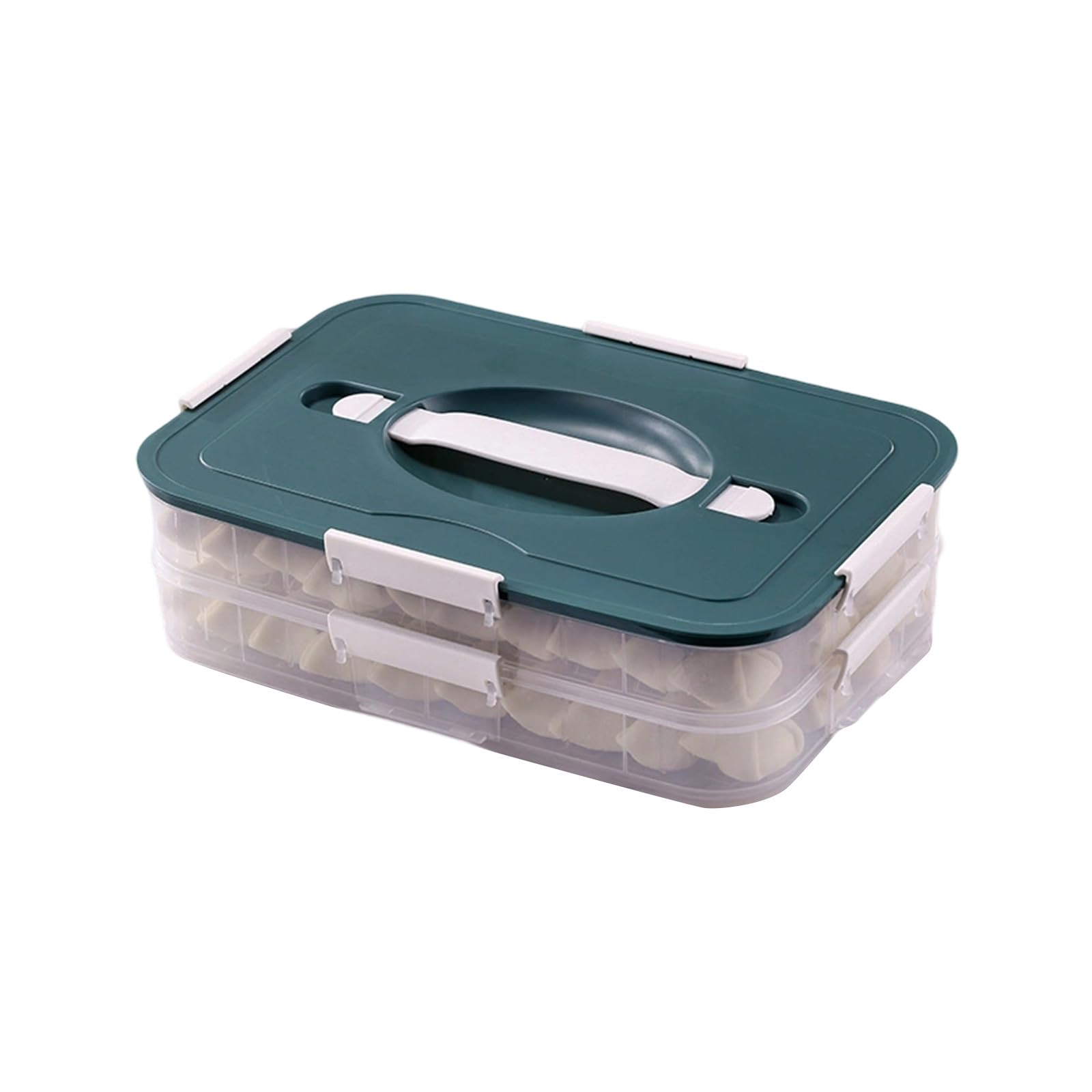 Woedpez Refrigerator Food Organizers Antislip Textured Bottom Food Storage Container for Dumplings, Cookie, and More Secure Closure Container