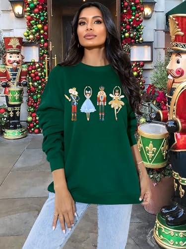 Women's Christmas Nutcracker Sweatshirt Crewneck Long Sleeve Shirt Xmas Holiday Pullover Tops