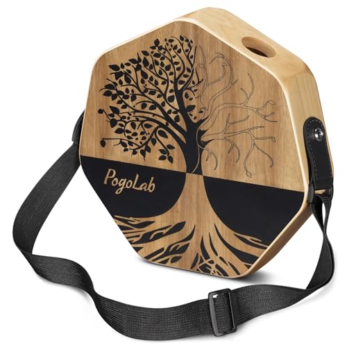 POGOLAB Three-tone Cajon, Portable Travel Drum Box with Adjustable Strap, Unique Appearance, Easy to...