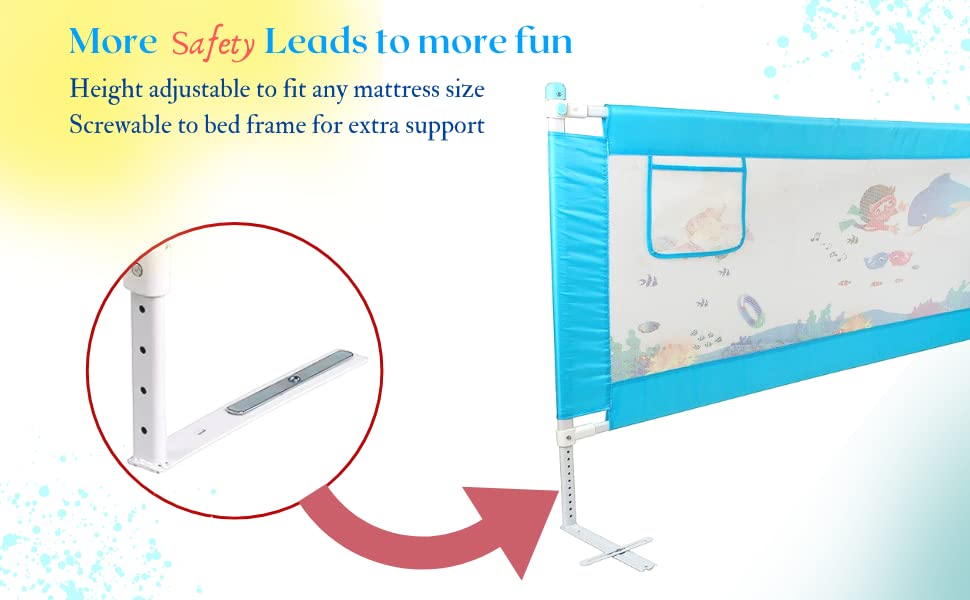 Image of VIC Kid Adjustable Baby Bedrail Guard Bed Fence (Pack of 3, 1.8 Baby 143,1.8 Baby 143,1.5 Baby 143)