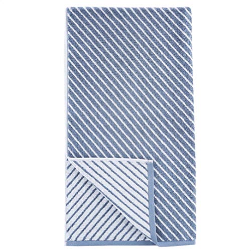 Amazon Basics Reversible Diagonal Stripe Jacquard Bath Towel - 2-Pack, Clear Skies / True Blue #TOP1