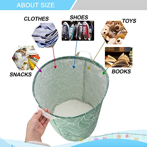 Mziart M23HK-LBK-001-LEAF Large Foldable Laundry Basket Organizer, Collapsible Laundry Hamper Fabric Clothes Toy Storage Basket Nursery Hamper Storage Bin thumb #2