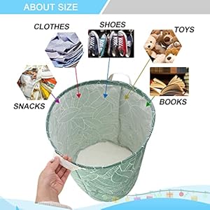 Mziart large foldable laundry basket organizer collapsible laundry hamper fabric clothes toy storage basket nursery hamper storage bin for household bedroom bathroom college dorm big white leaf  urban country home decor