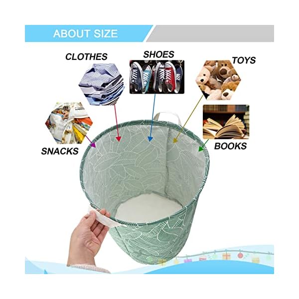 Mziart large foldable laundry basket organizer collapsible laundry hamper fabric clothes toy storage basket nursery hamper storage bin for household bedroom bathroom college dorm big white leaf  urban country home decor
