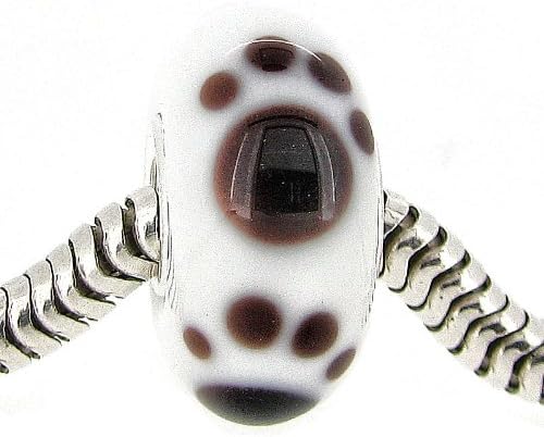 Queenberry Sterling Silver Puppy Paw on Round European Style Glass Bead Charm - Image 3