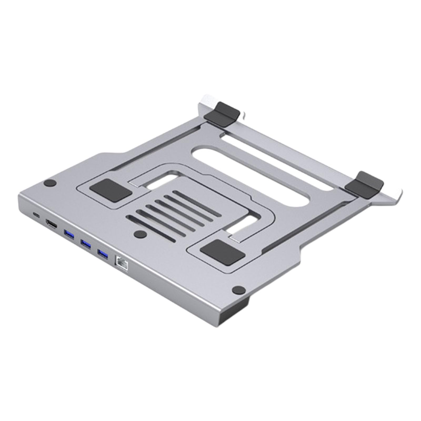Soporte ergonómico para portátil con estaciones de acoplamiento integradas y 6 ajustes de altura para un cómodo soporte portátil con concentradores