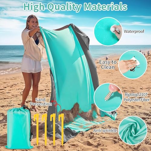 CIRULLI Picknickdecke 210x200 cm,Strandmatte faltbar,Sandfreie stranddecke,Picknickdecke klein Wasserdicht mit Dreieckigen Sandsäcken,4 Heringe,Picknick Decke Outdoor für Picknick,Strand, Camping