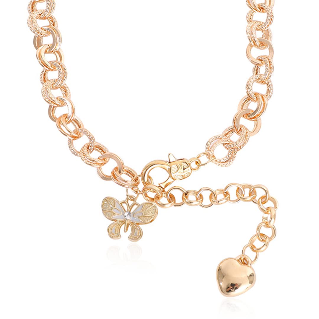 Vembley Single Layered Heart Butterfly Chain Necklace For Girls And Women (B0BJVH7G31) Amazon Price History, Amazon Price Tracker