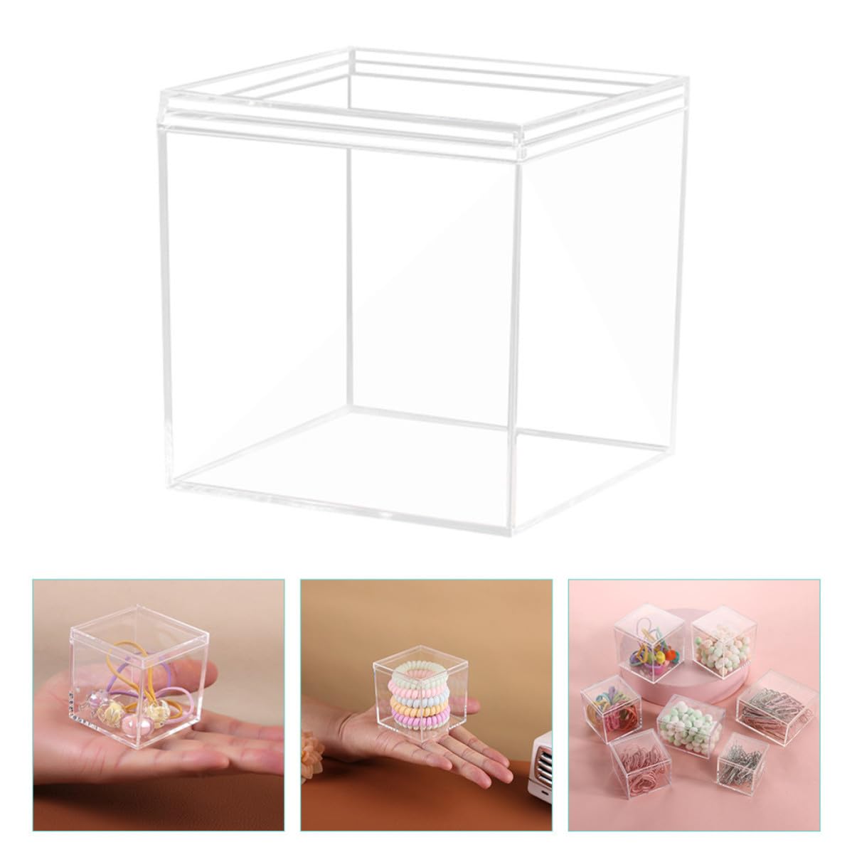 EXCEART Caja cúbica de Almacenamiento para Objetos de colección y Dulces, 12 Unidades con Tapa fácil de Abrir, Organizador Transparente para Manualidades y decoración