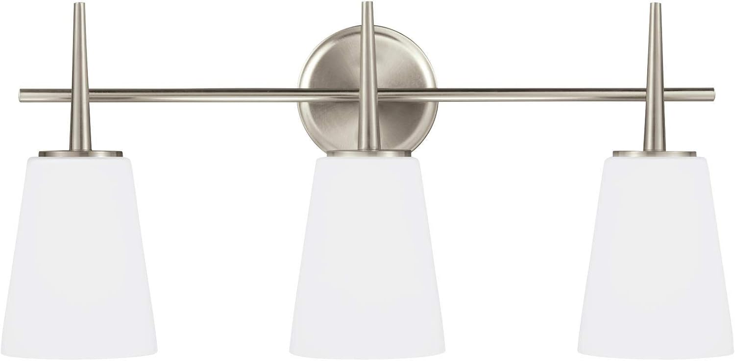 Holiday Deals 🛒 Sea Gull Lighting 4440403EN3-962 Driscoll Three-Light Wall / Bath Vanity Style Lights, Brushed Nickel Product Deal Sea Gull Lighting 4440403EN3-962 Driscoll Three-Light Wall / Bath Vanity Style Lights, Brushed Nickel