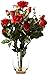 Nearly Natural 1281-RD Rose Bush with Vase Silk Flower Arrangement, Red