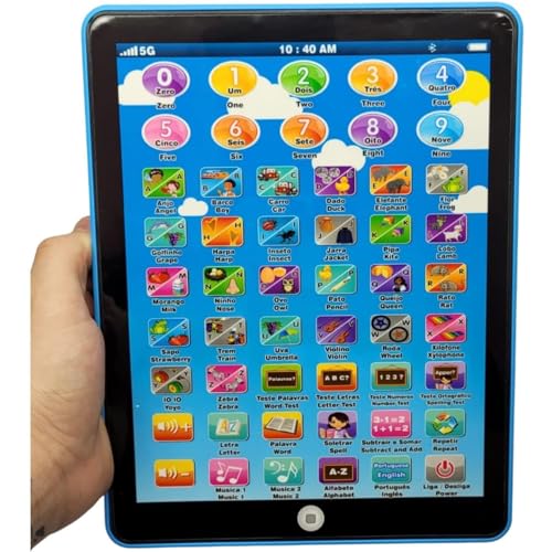 Tablet Educativo Bilingue Infantil Interativo Com Diversas Funções Sendo Elas Soletrar, Números, Ing