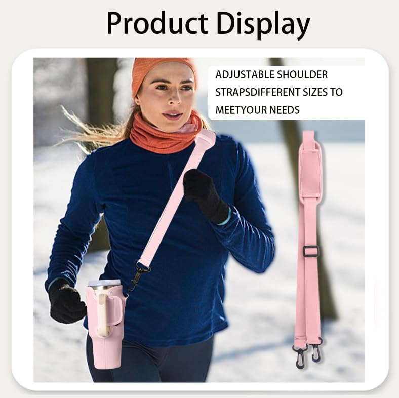 Image of ZIBUYU Water Bottle Carrier Bag, Pink Cup Holder with Strap Tumbler Cup Bag Accessories, Fits Most Tumblers & Bottles, Hands-Free Convenience for Daily Use, Outdoor, Gym, and Travel(No Cup)