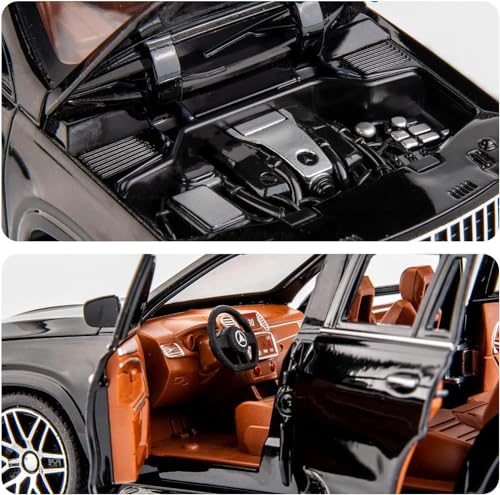 Image of 1 /24 Benz GLS63 AMG Model Car,Zinc Alloy Diecast Toy Car Pull Back with Light and Sound Toy Vehicle Door Can Be Opened (Black)