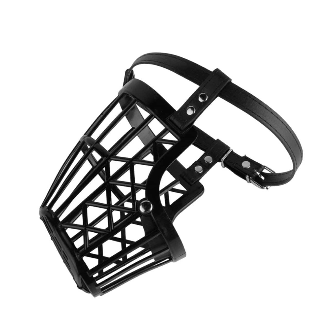 FRCOLOR Muselière pour Chien de Panier en Plastique Noir S Sangle Réglable en Cuir Usage Sûr et Confortable Quotidien