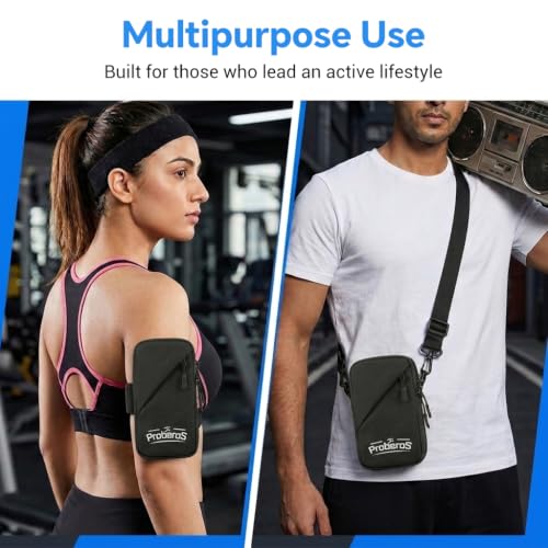Image of PROBEROS Phone Holder Armband, Waterproof Crossbody Bag for Running