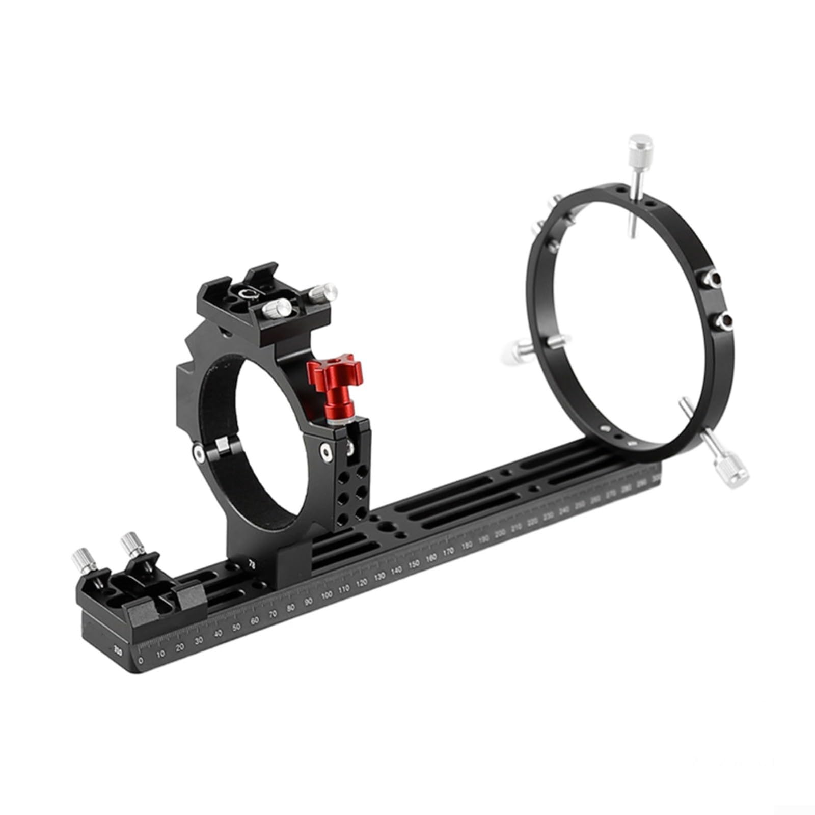 310 mm Schwalbenschwanzplatte mit 78 mm ID-Befestigungsring für ASI gekühlte Kameras, CNC-gefrästes Aluminium Astronomisches Teleskop Zubehör, Rot und Schwarz, für Deep-Sky Astrofotografie (130 mm +