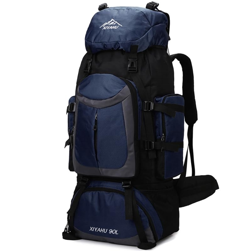 Lawaia 90L Hiking Backpack Camping Rucksack for Men Women Waterproof Backpacks Lightweight Large Outdoor Survival Backpack for School Work Travelling Cycling Climbing Walking Fishing Daypack