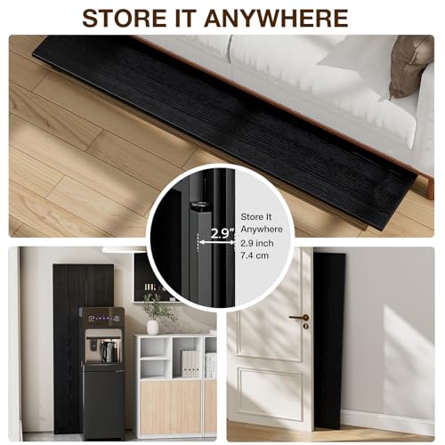 Image of TEMI Long Computer Desk Folding Table - 55.1 inch Foldable Office Desk, No Assembly, Perfect Writing Table for Bedroom or Apartment, Portable Large Desk or Study Table with Compact Design, Dark Oak
