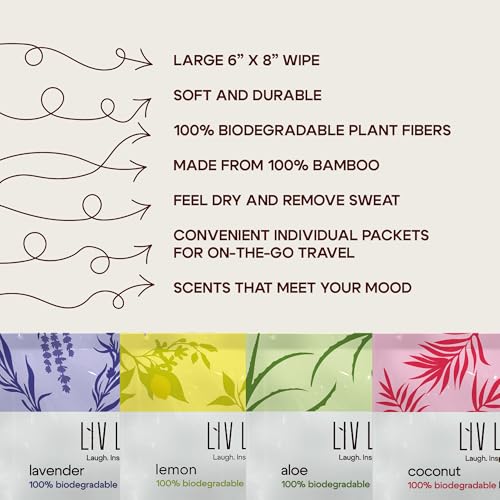 Image of Bamboo Deodorant Wipes - 30 count - Individually Packaged - Aromatherapy Scent (Lavender)