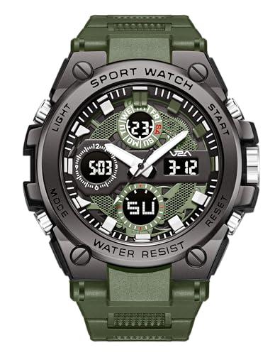 Image of V2A Stryke-TERRAX 5220 Analog-Digital Sports Watch for Men | Bold 3D Dial Design | 50M Waterproof Quartz Watch with Alarm, Stopwatch, Day-Date & Backlight | Rugged Everyday Performance